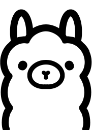 Minimalist black line-art logo of a llama's head, the Ollama mascot